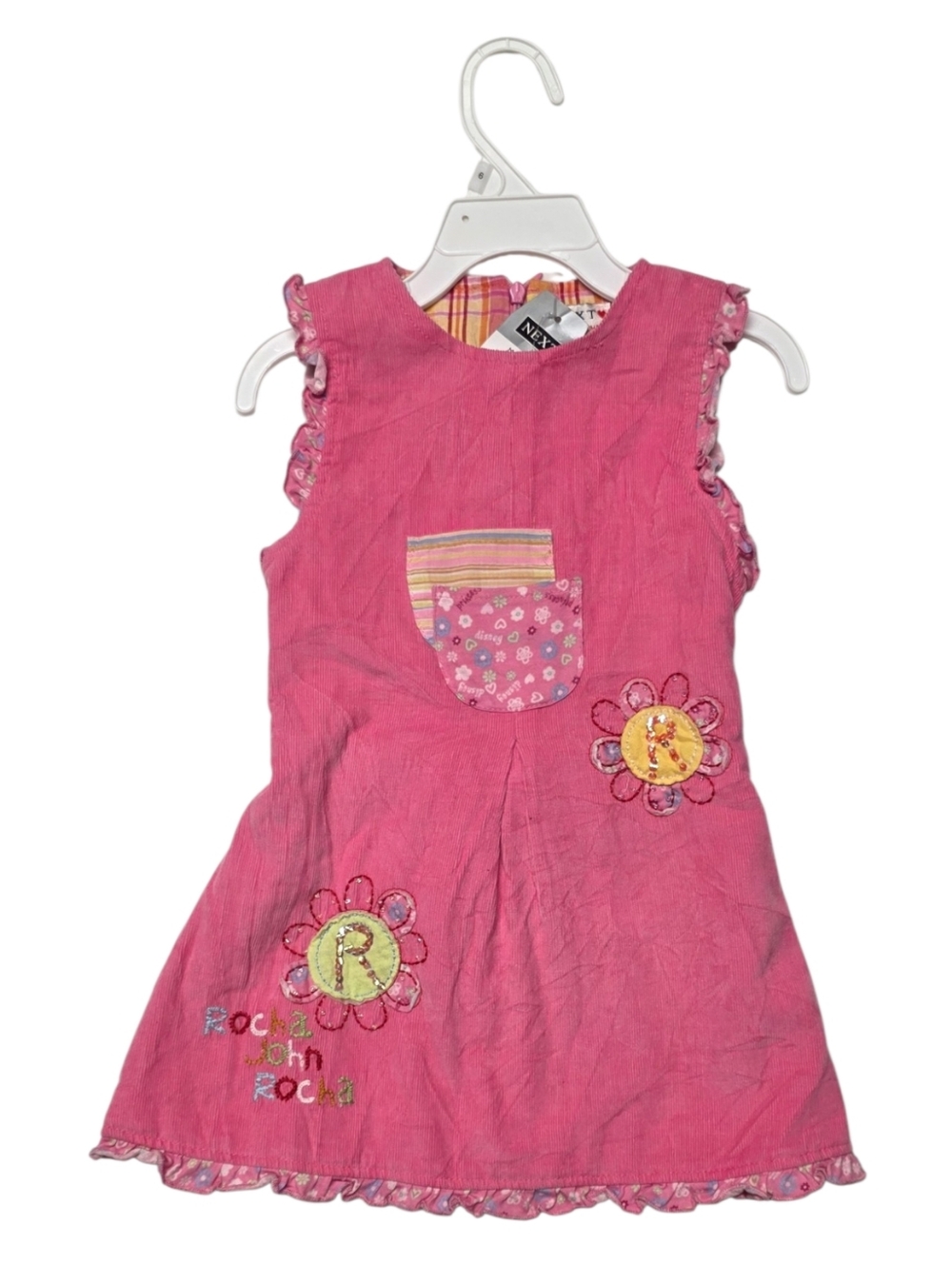 Pink Floral Pocket Sleeveless Toddler Dress